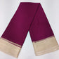 Mysore Silk Saree in Royal Wine Purple with Ivory Cream Silver Zari Border & Pallu