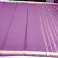Mysore Silk Saree in Royal Purple with Gold Zari Border & Striped Pallu