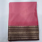 Mysore Silk Saree in Rose Pink with Coffee Brown Gold Zari Border & Pallu