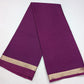 Mysore Silk Saree in Royal Purple with Gold Zari Border & Striped Pallu