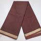 Mysore Silk Saree in Mocha Brown with Gold Zari Border & Self Striped Pallu