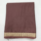 Mysore Silk Saree in Mocha Brown with Gold Zari Border & Self Striped Pallu