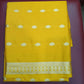 Radiant Lemon Yellow Semi Mysore Silk Saree with Silver Zari Buttas & Traditional Border