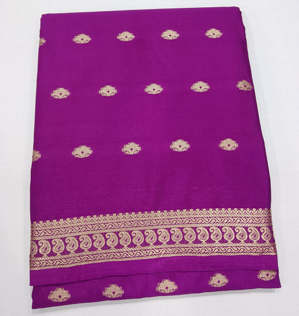 Royal Orchid Purple Mysore Silk Saree with Antique Gold Zari Butta & Traditional Border