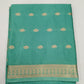 Mysore Silk Light Aqua Green Saree with Gold Zari Buttas & Traditional Gold Border