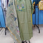 Elegant Sage Green Salwar Suit with  Embroidered Neck & Printed Organza Dupatta