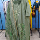 Elegant Dusty Sage Green Salwar Suit with Floral Embroidery & Organza Dupatta