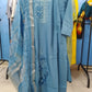Elegant Dusty Sky Blue Embroidered Ready-Made Salwar Suit with Organza Dupatta
