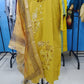 Elegant Mustard Yellow Embroidered Ready-Made Salwar Suit with Organza Dupatta