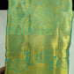Elegant Olive-Moss Green with Turquoise Zari Accents