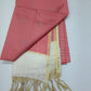 Rose Gold Silk Cotton Suit Set with Dual-Tone Striped Dupatta