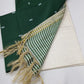 Emerald Green Silk Cotton Suit Set with Printed Dupatta & Off-White Salwar