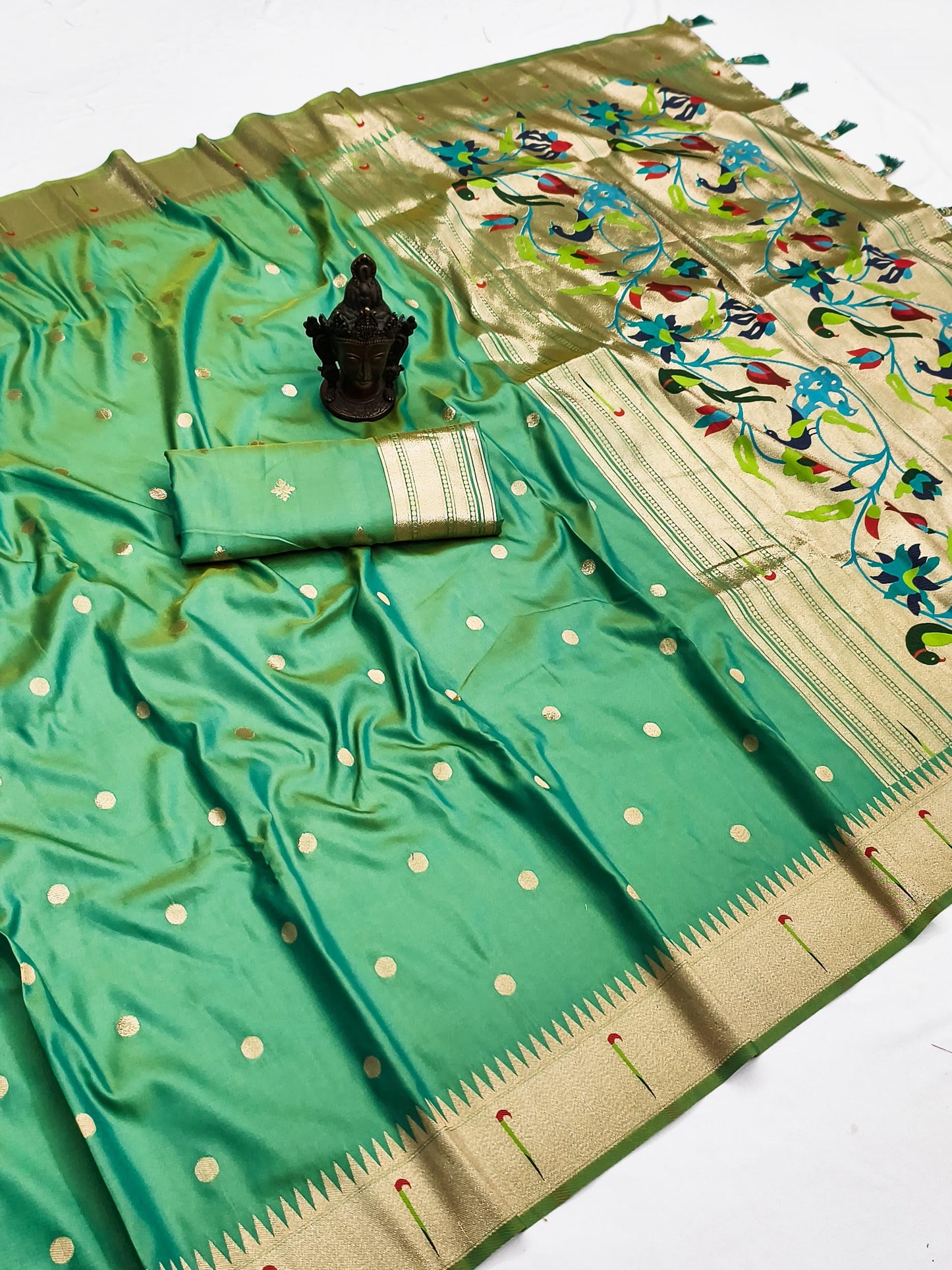 Emerald Green Paithani Silk Saree