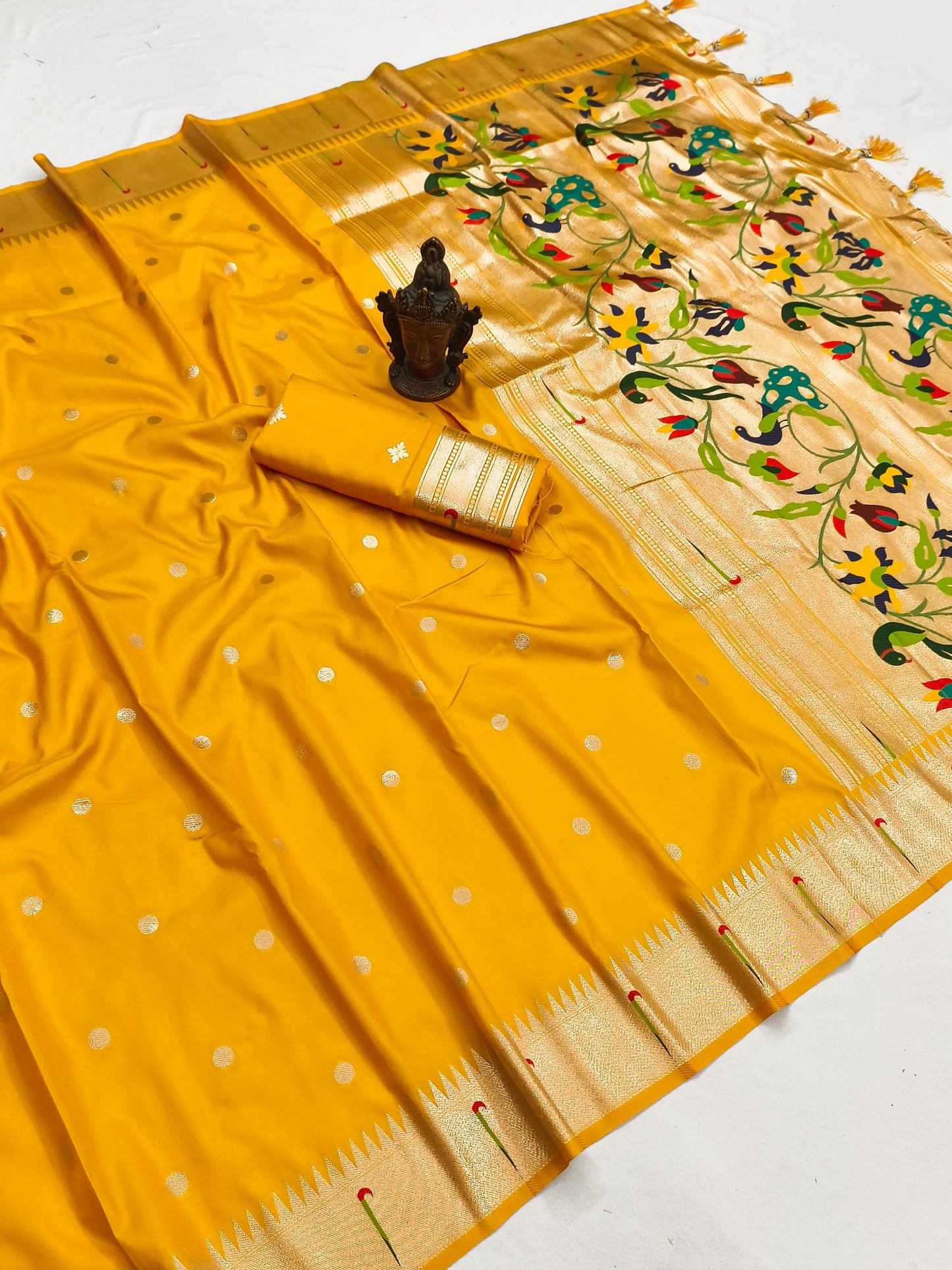 Mustard Yellow Paithani silk saree