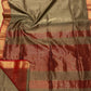 Pure Maheshwari Handloom Silk Saree in Olive Gold with Maroon Border