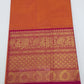 Rust Orange Chettinad Cotton Saree with Magenta Zari Border
