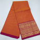 Rust Orange Chettinad Cotton Saree with Magenta Zari Border