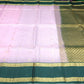 Graceful Baby Pink & Bottle Green Pure Silk Handloom Soft Silk Saree with Rich Gold Zari Pallu