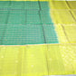 Elegant Bottle Green & Lemon Green Pure Silk Handloom Saree with Silver Zari Weaving