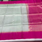 Pure Silk Handloom Soft Silk Saree – Silver Grey with Rani Pink Zari Pallu
