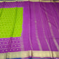 Pure Mysore Silk Saree in Parrot Green & Orchid Purple with Zari Buttas & Peacock Border