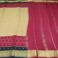 Pure Mysore Silk Saree in Beige Gold & Deep Rose Pink with Zari Buttas and Peacock Border