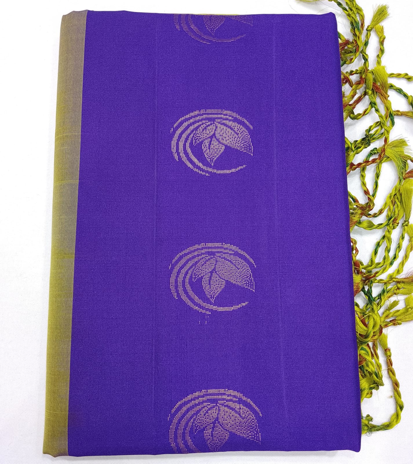 Pure Handloom Silk Pochampally Saree – Royal Purple with Lime Yellow Floral Ikat Pallu