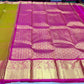 Kanjivaram Dual Tone Saree – Olive Gold Body with Rani Pink Rich Zari Pallu