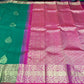 Kanjivaram Saree – Emerald Green & Rani Pink Dual Tone Elegance