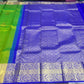Kanjivaram Saree Dual Tone– Parrot Green & Royal Blue with Rich Gold Zari Weaving