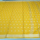 Radiant Lemon Yellow Semi Mysore Silk Saree with Silver Zari Buttas & Traditional Border