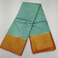 Semi Silk Butta Saree –Aqua Blue with Antique Gold Rich Zari Border & Grand Pallu