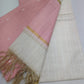 Premium Baby Pink Cotton Silk Unstitched Salwar Suit with Ivory Striped Dupatta