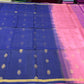 Pure Handloom Soft Silk Saree – Royal Navy Blue & Blossom Pink with Gold Zari Buttas