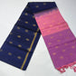 Pure Handloom Soft Silk Saree – Royal Navy Blue & Blossom Pink with Gold Zari Buttas