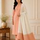 Peach Blush Cotton Silk Unstitched Salwar Suit with Ivory Zari Border Dupatta