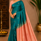 Pure Handloom Soft Silk Saree – Emerald Green with Antique Peach Gold Zari Border