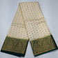 Semi Silk Butta Saree – Ivory Cream with Emerald Green Rich Zari Border & Grand Pallu