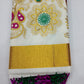 Elegant Kerala Cotton Saree with Paisley Floral Embroidery & Golden Kasavu Border