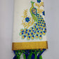 Elegant Kerala Cotton Saree with Royal Peacock Embroidery & Golden Kasavu Border