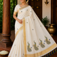 Elegant Kerala Cotton Saree with Royal Peacock Embroidery & Golden Kasavu Border