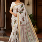 Traditional Kerala Cotton Saree with Folk Dance Print & Golden Kasavu Border