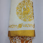 Kerala Cotton Saree with Golden Swan Mandala Motif & Temple Gold Border