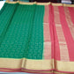 Bottle Green & Red Pure Mysore Silk Saree with Traditional Gold Zari Border