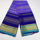 Pure Mysore Silk Saree in Royal Violet & Aqua Blue with Gold Zari Stripes