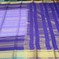 Pure Mysore Silk Saree in Royal Violet & Aqua Blue with Gold Zari Stripes