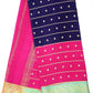 Pure Mysore Silk Saree in Royal Blue & Rani Pink with Zari Buttas