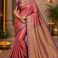 Rasberry Pink with Purple Gold border Kanjivaram Pure Silk Saree