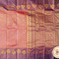Rasberry Pink with Purple Gold border Kanjivaram Pure Silk Saree