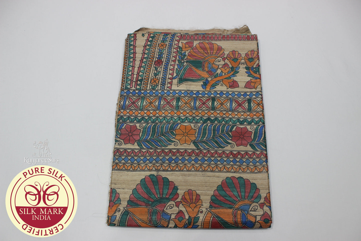 Pure Tussar Ghicha Silk Saree with Madhubani Hand Painting